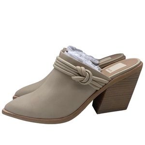 Dolce Vita Women's Heeled Mules Sita Sand Nubuck Leather Slip On Casual Neutral